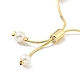 Bracciale con cursore con perline di conchiglia e catena a serpente in ottone BJEW-B066-01B-02-3