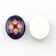 Cabochons ovales à dos plat avec motif de kaleidoscope fleur en verrre for DIY Projects X-GGLA-R022-40x30-94-2