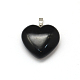 Heart Natural Black Stone Pendants G-Q355-05-4