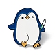 ナイフエナメルピン付きペンギン  バックパックの服のための漫画の合金ブローチ  電気泳動黒  ブルー  30x28x2mm  ピン：1mm JEWB-K053-31EB-1