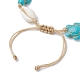 Bracelets de cheville en coquillages naturels et perles synthétiques tressées turquoise AJEW-AN00562-02-4