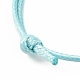 Natural Ocean White Jade(Dyed) Rondelle Beaded Cord Bracelet BJEW-JB08057-02-5