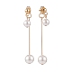 Boucles d'oreilles pendantes à double coquillage et perle EJEW-TA00070-2