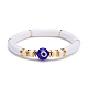 Mauvais œil perles au chalumeau bracelet extensible BJEW-JB07222-01-1