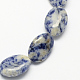 Flache ovale Edelstein natürlichen blauen Fleck Jaspis Perlen Stränge X-G-S113-08-1