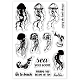 GLOBLELAND Go to Beach Clear Stamps Layered Jellyfish Blessings Words Silicone Clear Stamp Seals for Cards Making DIY Scrapbooking Photo Journal Album Decoration DIY-WH0167-57-0281-8