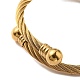 Placage ionique (ip) 304 bracelet manchette en corde torsadée en acier inoxydable avec 202 perles BJEW-Q767-09G-3