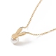 Acrylic Pearl Rabbit Pendant Necklace NJEW-C036-05G-5