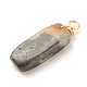 天然石インディアン瑪瑙ペンダント  ゴールデントーンの銅線でツイスト  チップ  17~29x8~10x5.5~9mm  穴：2.5~3.2mm PALLOY-JF01582-04-3