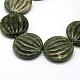 Natural Serpentine/Green Lace Stone Flat Round Bead Strands G-E272-11-2