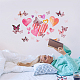 Superdant corazón mariposa pegatinas de pared vinilo rosa extraíble pelar y pegar calcomanías de pared lindo arte creativo imagen decoración para niñas dormitorio sala de estar DIY-WH0228-754-3