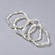Bracciali elasticizzati con perline di pietra di luna bianca naturale BJEW-K213-43-1