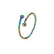Color del arco iris 304 acero inoxidable con doble abalorio finos anillos de puño abiertos RJEW-N038-048M-3