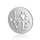 チタン鋼リンクコネクター  ワード「love」を刻まれたフラットラウンド  ステンレス鋼色  12x0.8mm  穴：1mm STAS-T040-T535S-1
