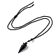 Gemstone Cone Pendant Necklace with Nylon Cord for Women G-A210-05-3