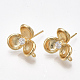 Brass Cubic Zirconia Stud Earring Findings KK-S350-412G-1