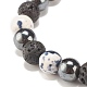 Natural White Jade(Dyed) & Lava Rock & Synthetic Hematite Round Beaded Stretch Bracelet BJEW-JB07972-04-4