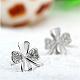 Real Platinum Plated Brass Four Leaf Clover Stud Earrings EJEW-EE0001-231-2