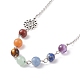 7Pcs 7 Style Natural Mixed Gemstone Beaded Pendant Necklace with Alloy 7 Chakra NJEW-JN03889-6