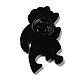 バレンタインデーの半分の愛のハート猫のテーマのエナメルピン  バックパックの服のベスト芽のための黒の亜鉛合金ブローチ  ホワイト  35x25mm JEWB-B012-02A-2