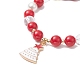 Bracelet extensible à perles rondes en jade mashan et cristal de quartz teint naturel avec breloques d'arbre de Noël en alliage d'émail BJEW-TA00266-3