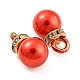 (vente de clôture défectueuse : teint en anneau) breloques en plastique ABS avec perles d'imitation KY-XCP0001-25G-05-2