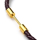 Bracelet à maillons colonne en laiton avec cordons en cuir BJEW-G675-05G-08-2