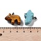 天然＆合成混合原石のペンダント  プラチナメッキメタルスナップ留めのベアチャーム  染めと未染色の混合  15.5~17x23~24x9.5~10mm  穴：3x5.5mm G-B068-10P-4