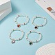 Bracelet extensible perlé rond en perles acryliques avec breloques coeur en alliage strass pour femme BJEW-JB09232-7