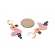 Glass Seed Braided Flamingo Dangle Leverback Earrings EJEW-MZ00041-4