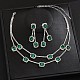 Прямоугольное латунное ожерелье из двухслойной цепочки со стразами и серьги-гвоздики FS-WG7C731-01-2