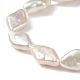 Bracciale elasticizzato da donna con perle keshi barocche naturali con perline a rombo BJEW-JB08911-2