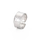 304 anello per polsino aperto da donna con fascia liscia in acciaio inossidabile RJEW-S405-180P-3