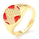 Регулируемые настоящие позолоченные латунные кольца на пальцы 18k с эмалью RJEW-L071-32G-3