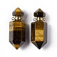 ファセット ブレット ナチュラル タイガーアイ 香水瓶 ペンダント  エッセンシャル オイル ディフューザー チャーム  ゴールデントーンメタルパーツ  ジュエリー作りのための  42~45x16~17x16~17mm  穴：2mm G-A026-07A-2