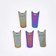 イオンプレーティング（ip）ステンレス子猫ペンダント201個  猫の形をした長方形  虹色  20x8x1mm  穴：1.6mm STAS-Q201-JN216-3