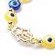 Malocchio perline in resina e bracciali con perline intrecciate in lega di strass a mano di hamsa per ragazze donne BJEW-JB08740-02-5