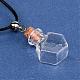 Mixed Shapes Glass Wishing Bottle Adjustable Cowhide Leather Cord Pendant Necklaces NJEW-JN01561-3