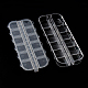 プラスチックネイルアートデコレーション収納ボックス  12のコンパートメント  長方形  透明  12.5x5x1.5cm MRMJ-T010-131-3