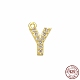 Real 18K Gold Plated 925 Sterling Silver Micro Pave Clear Cubic Zirconia Charms STER-P054-10G-Y-1