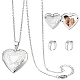 DICOSMETIC Stainless Steel Heart Carved Pattern Photo Locket Pendants Heart Shapes Pendant Necklace Set Personalized Photo Heart Styles with Chain and Snap on Bails for Charm Custom Any Photo Gift DIY-DC0001-19-1