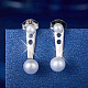 925 orecchini a bottone da donna con parte anteriore e posteriore in argento sterling placcato rodio PO5078-3