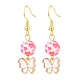3 paio di 3 ciondoli smaltati in lega rosa stile e orecchini pendenti con perline in resina EJEW-JE05030-01-4