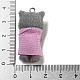 不透明樹脂のペンダント  プラチナトーンの鉄製ループが付いたピンクの服を着た猫のチャーム  濃いグレー  35x16.5x16mm  穴：2mm RESI-G098-01F-3
