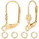 Beebeecraft 1 Box 20Pcs Leverback Earring Findings 18K Gold Plated Brass French Earring Hooks Flower Pattern Dangle Ear Wire Findings with Jump Ring for Jewellery Making STAS-BBC0003-91-1