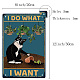 Creatcabin Metall-Blechschild mit schwarzer Katze „I Do What I Want“ AJEW-WH0157-515-2