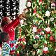8個のサンタクロース木製吊り飾りセット  工芸品をぶら下げ木製スライス  パーティーのクリスマスツリーの装飾のために  ミックスカラー  101.5x52.5mm sgJX063A-7