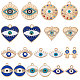 SUNNYCLUE 1 Box 40Pcs Evil Eye Charms Evil Eyes Charm Valentine's Day Heart Charm Flat Round Rhinestone Hamsa Hand Lucky Charms Love Charms for Jewelry Making Charm Earrings Necklace DIY Supplies ENAM-SC0002-95-1