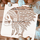 Fingerinspire capo indiano cranio pittura stencil 11.8x11.8 pollice riutilizzabile capo indiano aerografo stencil per la decorazione capo nativo americano modello per dipingere su parete mobili in legno DIY-WH0391-0164-3