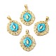 Rack Plating Brass Micro Pave Cubic Zirconia with Synthetic Opal Pendants KK-D088-29G-01-1